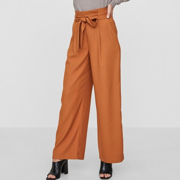 Vero Moda Pants - Vero Moda Kim Paperbag Waist Trousers Tan size 0